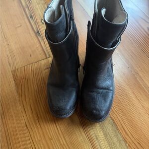 Freebird Retired “Clip” Ankle Boots in Distressed Black Leather
